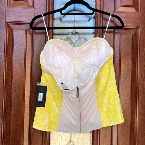 Guess Yellow and White Lace Bustier NWT Sz L/XL - Picture 5 of 17